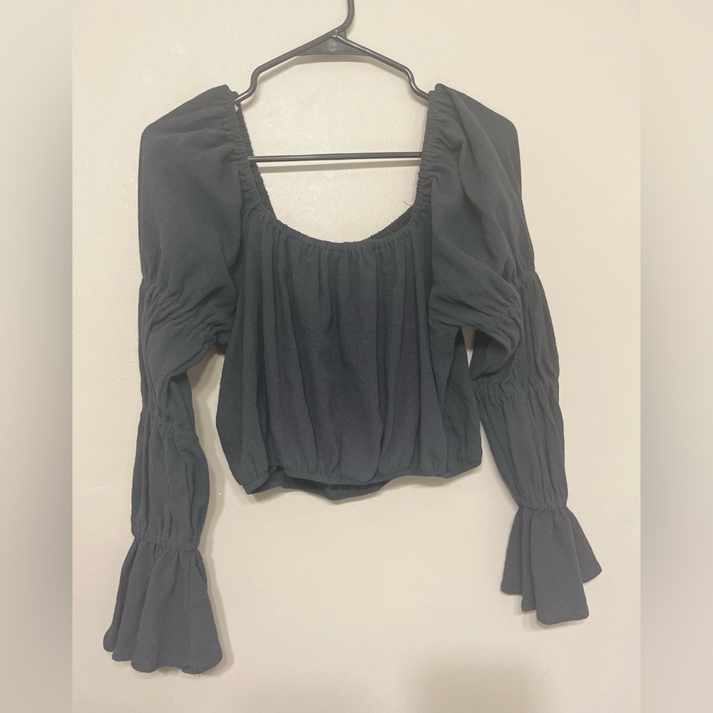 Free People Black Gauze Crop Top Size S‎